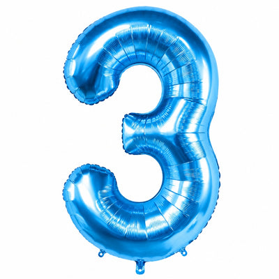 Happy Birthday Party Decoration Foil Balloon Number 3 - Blue - 40 Inch