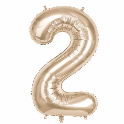 Happy Birthday Party Decoration Foil Balloon Number 2 - Champagne Gold - 40 Inch