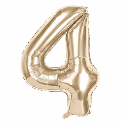Happy Birthday Party Decoration Foil Balloon Number 4 - Champagne Gold - 40 Inch