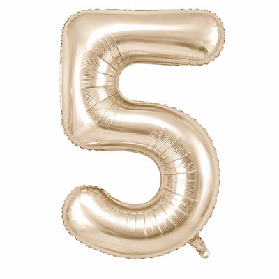 Happy Birthday Party Decoration Foil Balloon Number 5 - Champagne Gold - 40 Inch