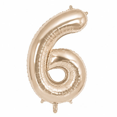 Happy Birthday Party Decoration Foil Balloon Number 6 - Champagne Gold - 40 Inch