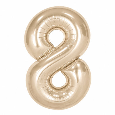 Happy Birthday Party Decoration Foil Balloon Number 8 - Champagne Gold - 40 Inch