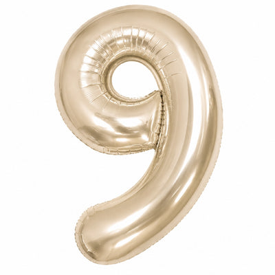 Happy Birthday Party Decoration Foil Balloon Number 9 - Champagne Gold - 40 Inch