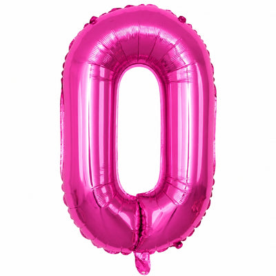 Happy Birthday Party Decoration Foil Balloon Number 0 - Hot Pink - 40 Inch