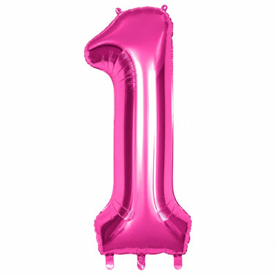Happy Birthday Party Decoration Foil Balloon Number 1 - Hot Pink - 40 Inch