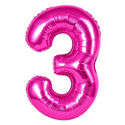 Happy Birthday Party Decoration Foil Balloon Number 3 - Hot Pink - 40 Inch