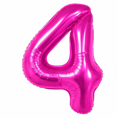 Happy Birthday Party Decoration Foil Balloon Number 4 - Hot Pink - 40 Inch