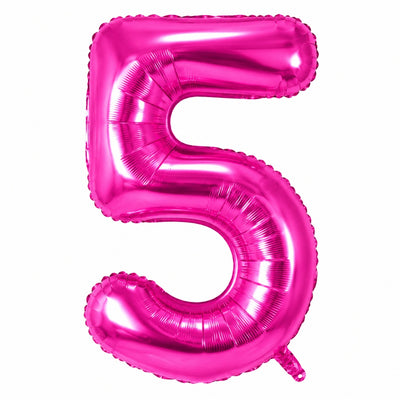 Happy Birthday Party Decoration Foil Balloon Number 5 - Hot Pink - 40 Inch