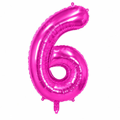 Happy Birthday Party Decoration Foil Balloon Number 6 - Hot Pink - 40 Inch