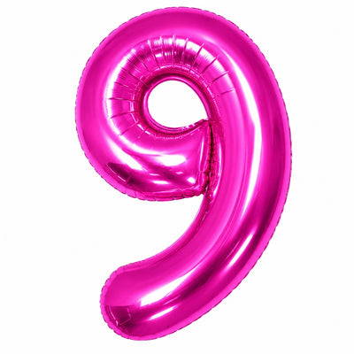 Happy Birthday Party Decoration Foil Balloon Number 9 - Hot Pink - 40 Inch
