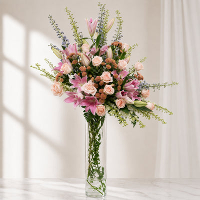 Elegant Floral Arrangement With Cylinder Vase