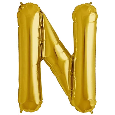 Party Decoration Alphabetic Letter N Foil Balloon - Gold Colour - 40 Inches