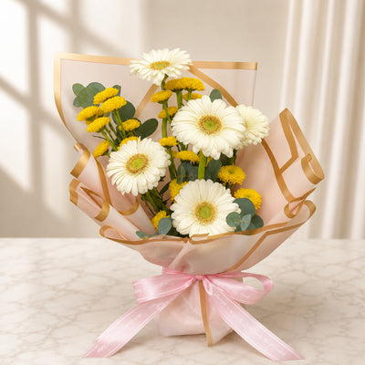 White Gerbera Flower Bouquet