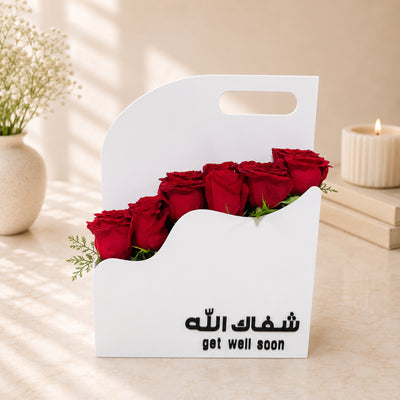 Get Well Soon Red Rose Flower Arrangement