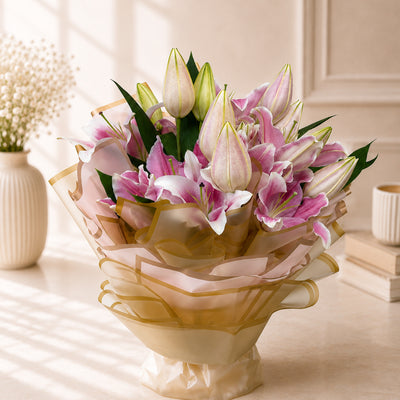 Premium Pink Lily Flower Bouquet
