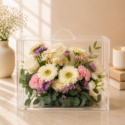 Thank You Acrylic Box Flower Arrangement