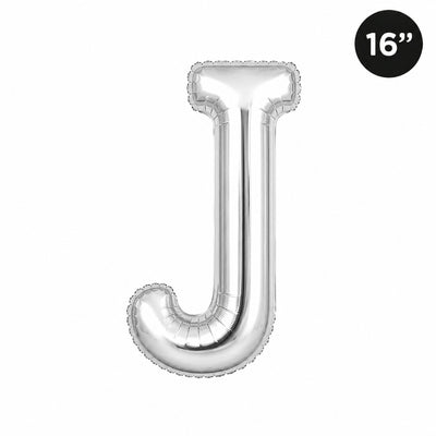 Party Decoration Alphabetic Letter J Foil Balloon - Silver Colour - 16 Inches