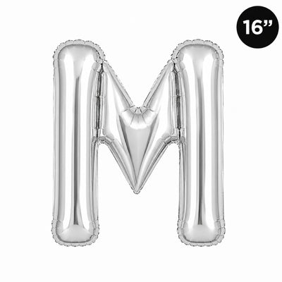 Party Decoration Alphabetic Letter M Foil Balloon - Silver Colour - 16 Inches