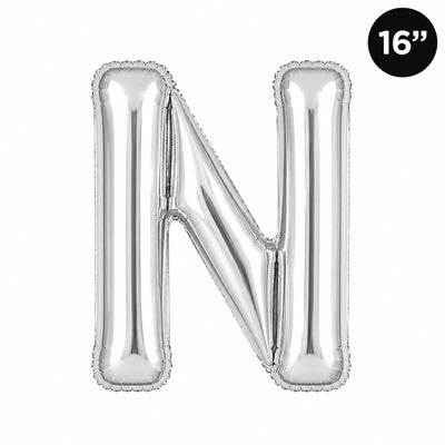 Party Decoration Alphabetic Letter N Foil Balloon - Silver Colour - 16 Inches