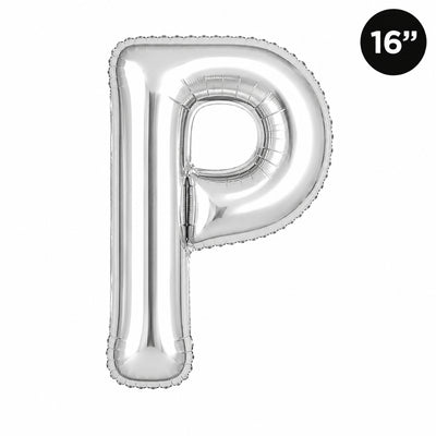Party Decoration Alphabetic Letter P Foil Balloon - Silver Colour - 16 Inches