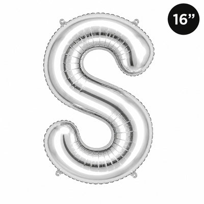 Party Decoration Alphabetic Letter S Foil Balloon - Silver Colour - 16 Inches