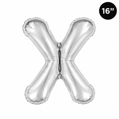 Party Decoration Alphabetic Letter X Foil Balloon - Silver Colour - 16 Inches
