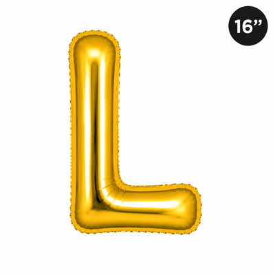 Party Decoration Alphabetic Letter L Foil Balloon - Gold Colour - 16 Inches