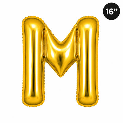 Party Decoration Alphabetic Letter M Foil Balloon - Gold Colour - 16 Inches