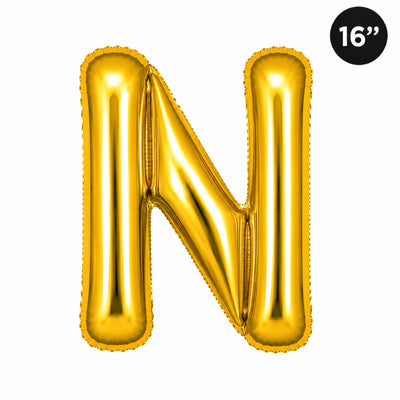 Party Decoration Alphabetic Letter N Foil Balloon - Gold Colour - 16 Inches