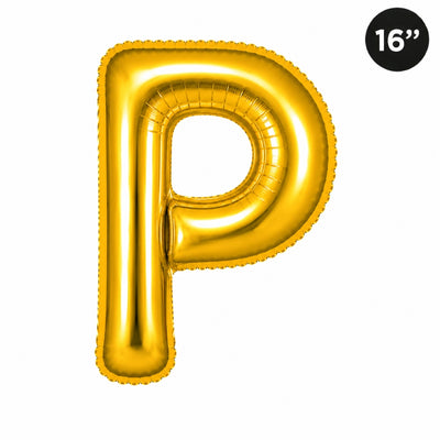 Party Decoration Alphabetic Letter P Foil Balloon - Gold Colour - 16 Inches