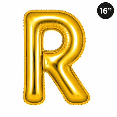 Party Decoration Alphabetic Letter R Foil Balloon - Gold Colour - 16 Inches