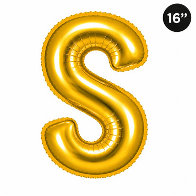 Party Decoration Alphabetic Letter S Foil Balloon - Gold Colour - 16 Inches