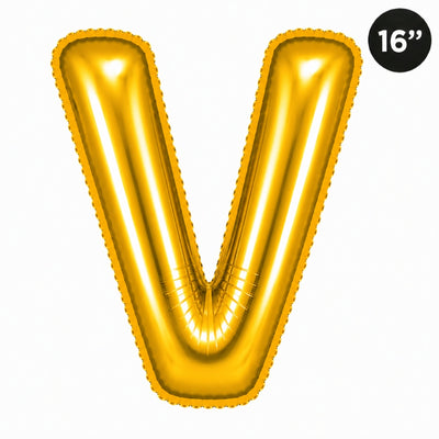 Party Decoration Alphabetic Letter V Foil Balloon - Gold Colour - 16 Inches