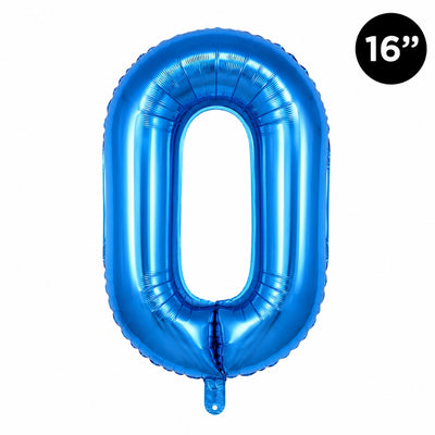 Happy Birthday Party Decoration Foil Balloon Number 0 - Blue - 16 Inch