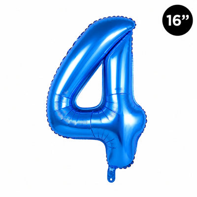 Happy Birthday Party Decoration Foil Balloon Number 4 - Blue - 16 Inch
