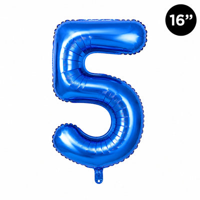 Happy Birthday Party Decoration Foil Balloon Number 5 - Blue - 16 Inch