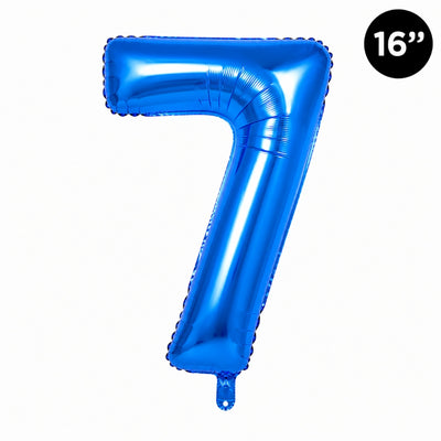 Happy Birthday Party Decoration Foil Balloon Number 7 - Blue - 16 Inch