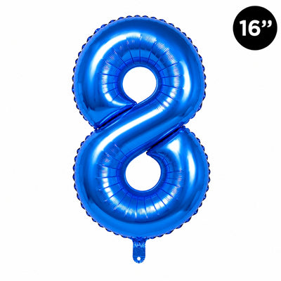 Happy Birthday Party Decoration Foil Balloon Number 8 - Blue - 16 Inch
