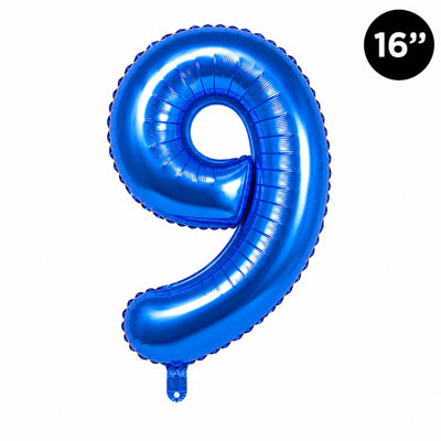 Happy Birthday Party Decoration Foil Balloon Number 9 - Blue - 16 Inch