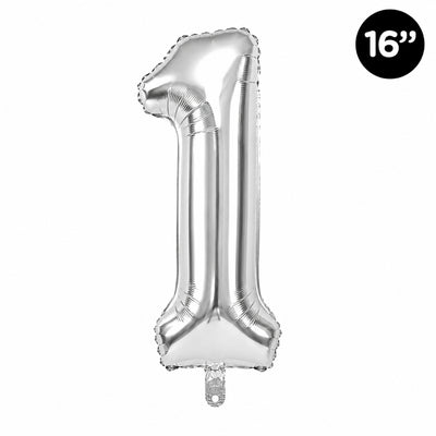 Happy Birthday Party Decoration Foil Balloon Number 1 - Silver - 16 Inch