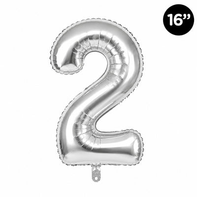 Happy Birthday Party Decoration Foil Balloon Number 2 - Silver - 16 Inch