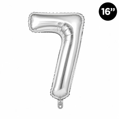 Happy Birthday Party Decoration Foil Balloon Number 7 - Silver - 16 Inch