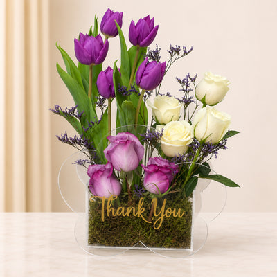 Thank You Tulip & Rose Flower Arrangement