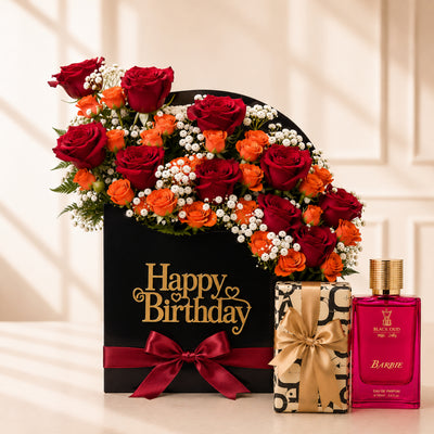 Happy Birthday Flower Box With Perfume