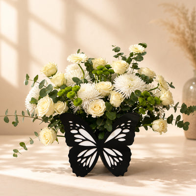 Butterfly White Rose Flower Arrangement