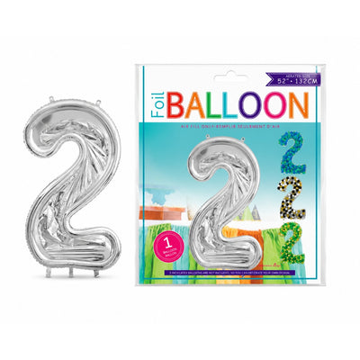 Number 2 Foil Balloon Frame - Silver - 52 Inch