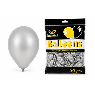 Party Decoration Latex Balloon - Silver - 12 Inch - Pack Of 50 Pcs