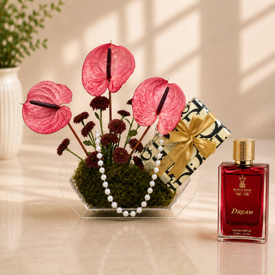 Luxury Anthurium Floral Gift Set with Perfume