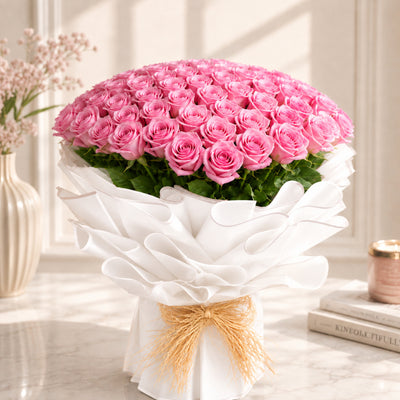 Premium Luxury Bouquet Of Pink Roses