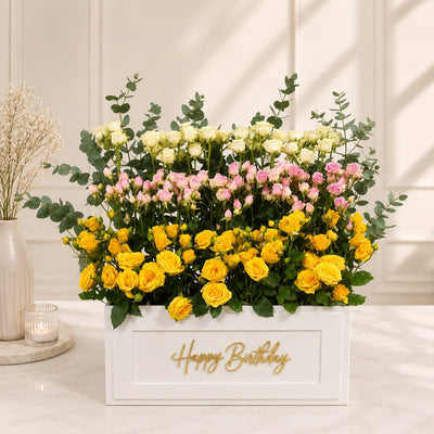 Luxury Mixed Spray Rose Birthday Flower Box Arrangement